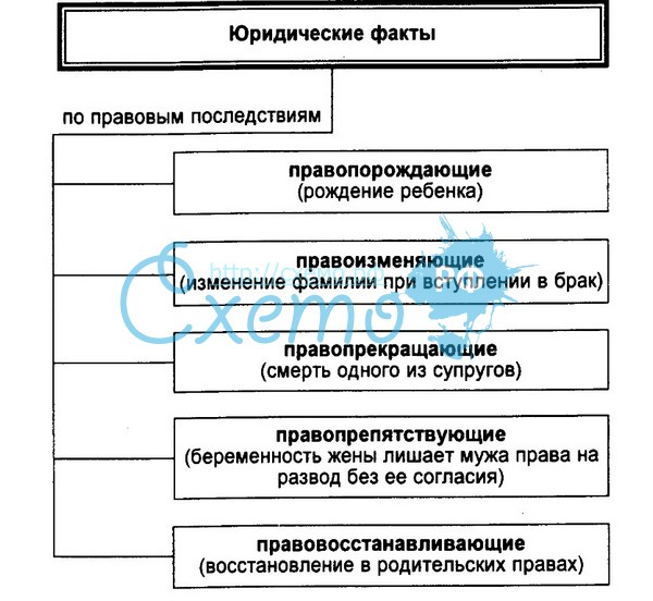 Виды юридических фактов схема тгп