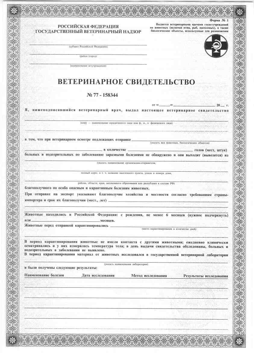 Ветеринарный Сертификат Таможенного Союза Формы 1 Купить