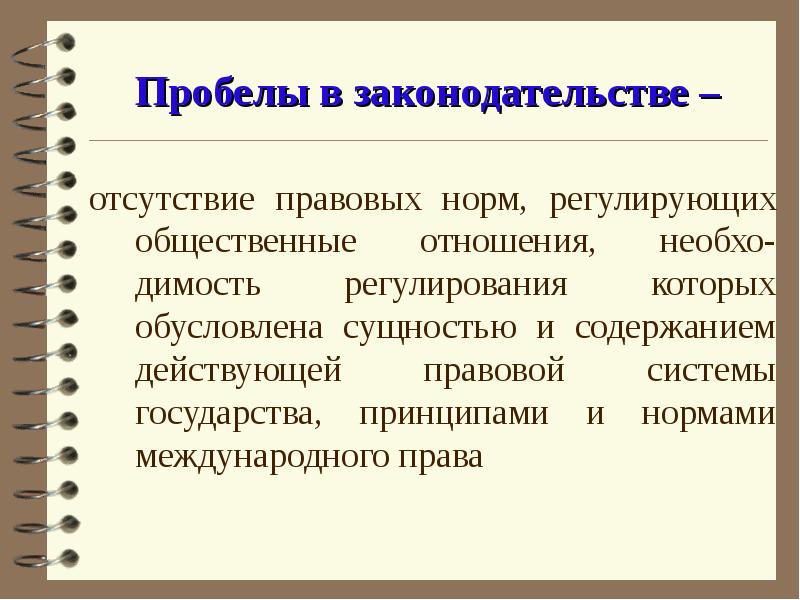 Пробелы в праве и способы их восполнения презентация