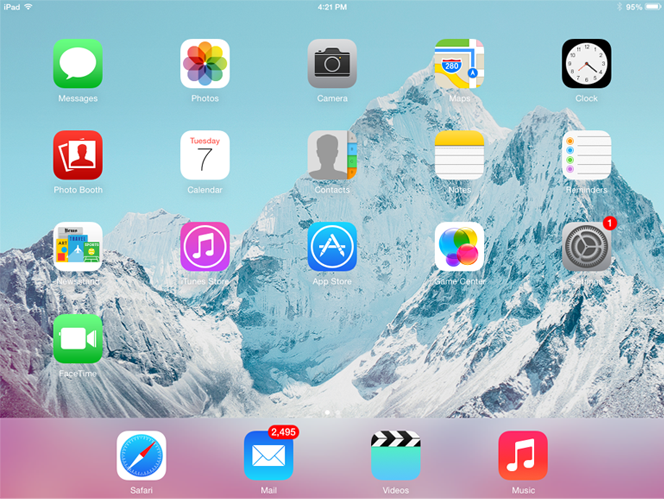 скриншот Apple iOS работает на iPad