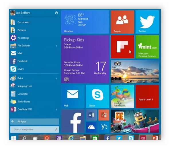 Кнопка пуск в Windows 10