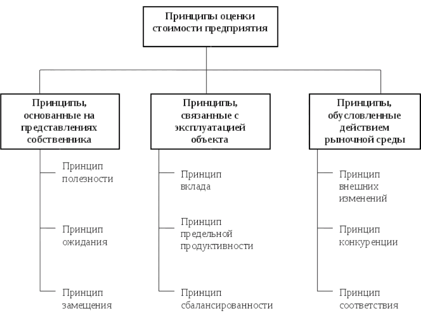 Методика оценки бизнеса. Схема принципов оценки недвижимости в их взаимосвязи. 1.2. Основные виды стоимости и принципы оценки стоимости предприятия. Принципы оценки недвижимого имущества. Основные принципы оценки имущества.