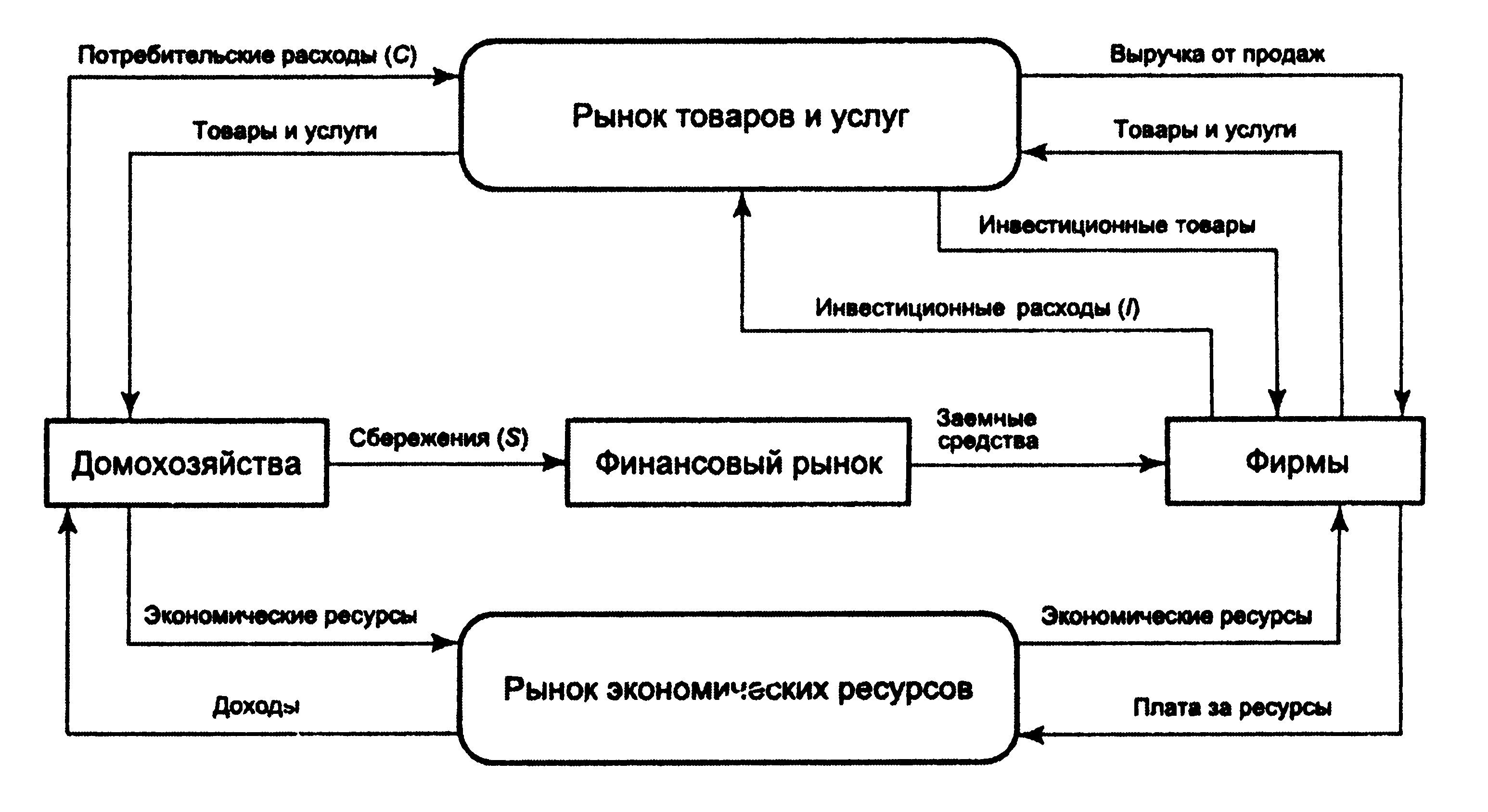 В упрощенной схеме рыночного процесса выделяют два принципиальных типа рынка